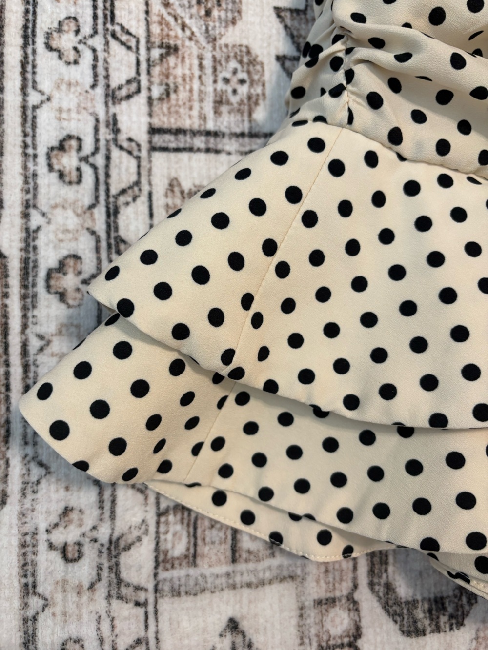Zara Polka Dot Ivory Ruched Skirt - Picture 2 of 8